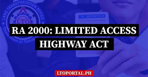 what vehicles are not allowed on the expressway|RA 2000: Limited Access Highway Act Philippines .